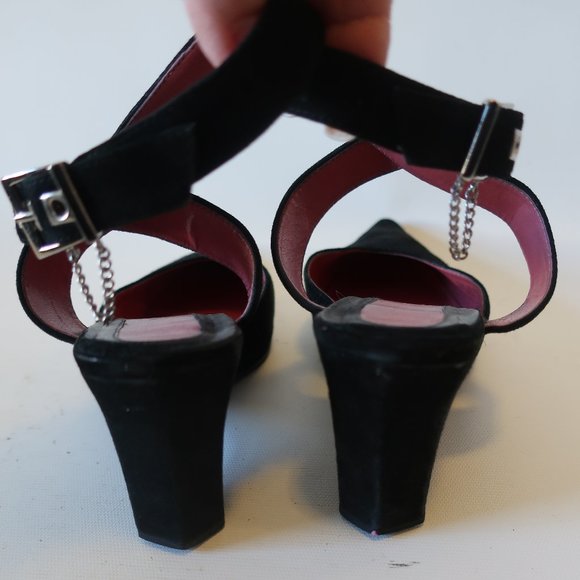 BISOU BISOU COLLECTION BLACK SUEDE WEDGE HEELS 6 * - Picture 6 of 10